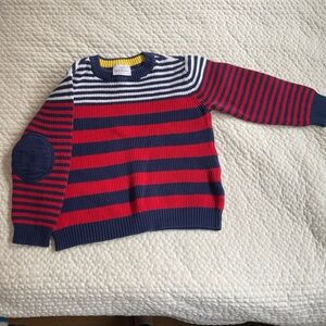 Hanna Andersson Red and Navy Striped Crewneck Sweater